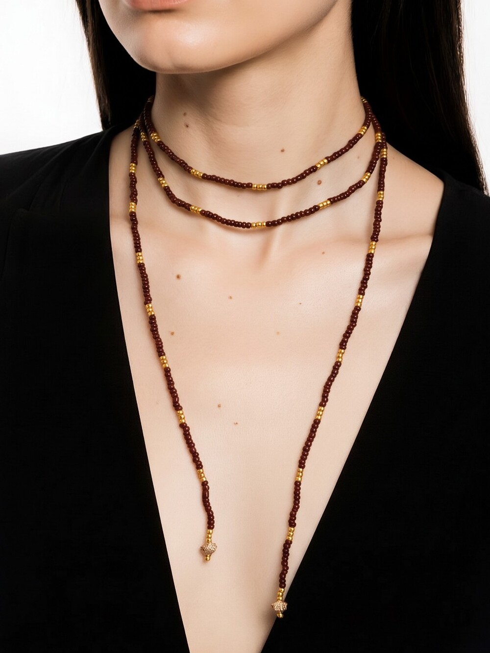 Mayamar Layered Beaded Wrap Necklace & Gift Bag